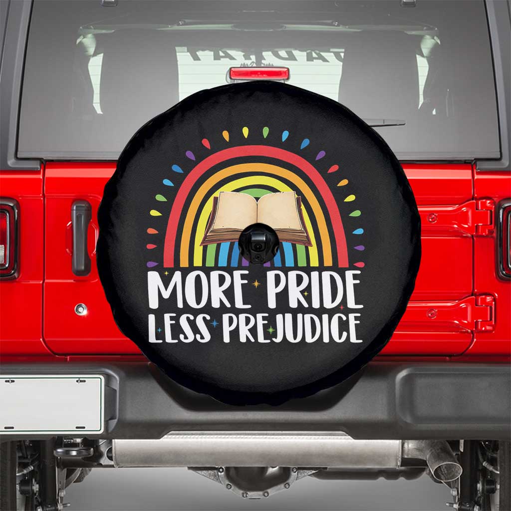 More Pride Less Prejudice Spare Tire Cover LGBTQ Pride Month Book Lover TS14 Black Print Your Wear
