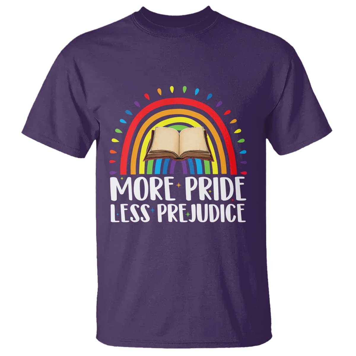 More Pride Less Prejudice T Shirt LGBTQ Pride Month Book Lover TS14 Purple Print Your Wear