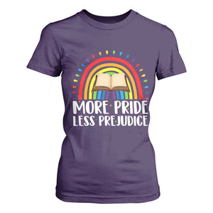 More Pride Less Prejudice T Shirt For Women LGBTQ Pride Month Book Lover TS14 Purple Print Your Wear