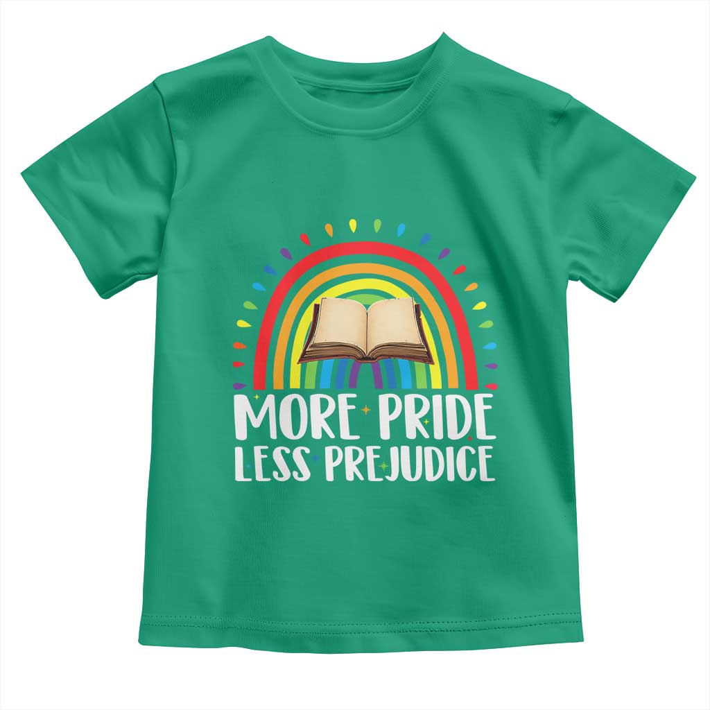 More Pride Less Prejudice Toddler T Shirt LGBTQ Pride Month Book Lover TS14 Irish Green Print Your Wear