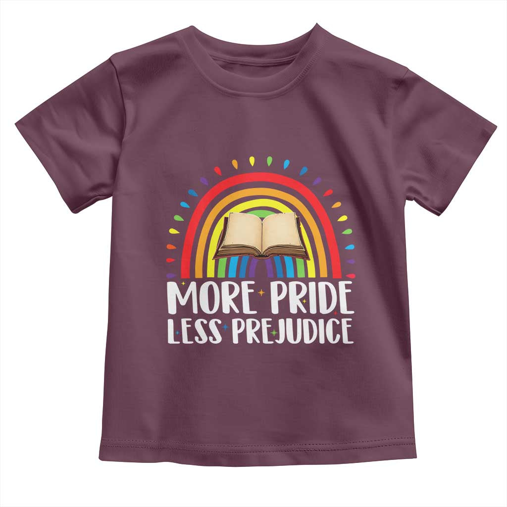 More Pride Less Prejudice Toddler T Shirt LGBTQ Pride Month Book Lover TS14 Maroon Print Your Wear