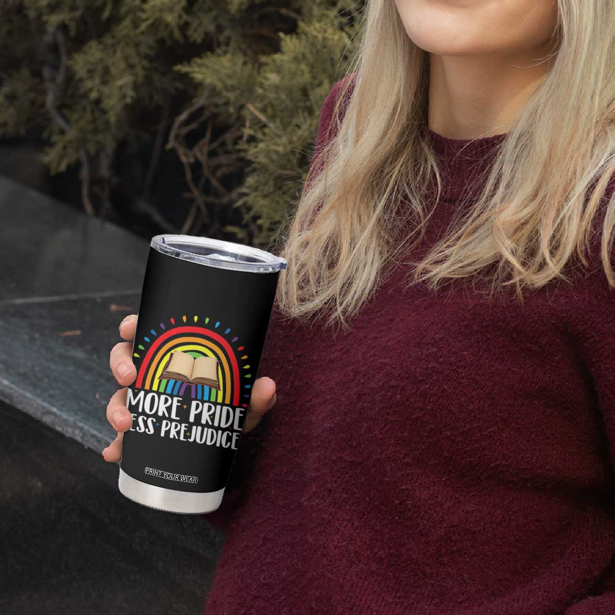 More Pride Less Prejudice Tumbler Cup LGBTQ Pride Month Book Lover TS14 Print Your Wear