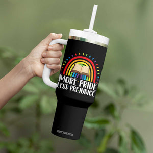More Pride Less Prejudice Tumbler With Handle LGBTQ Pride Month Book Lover