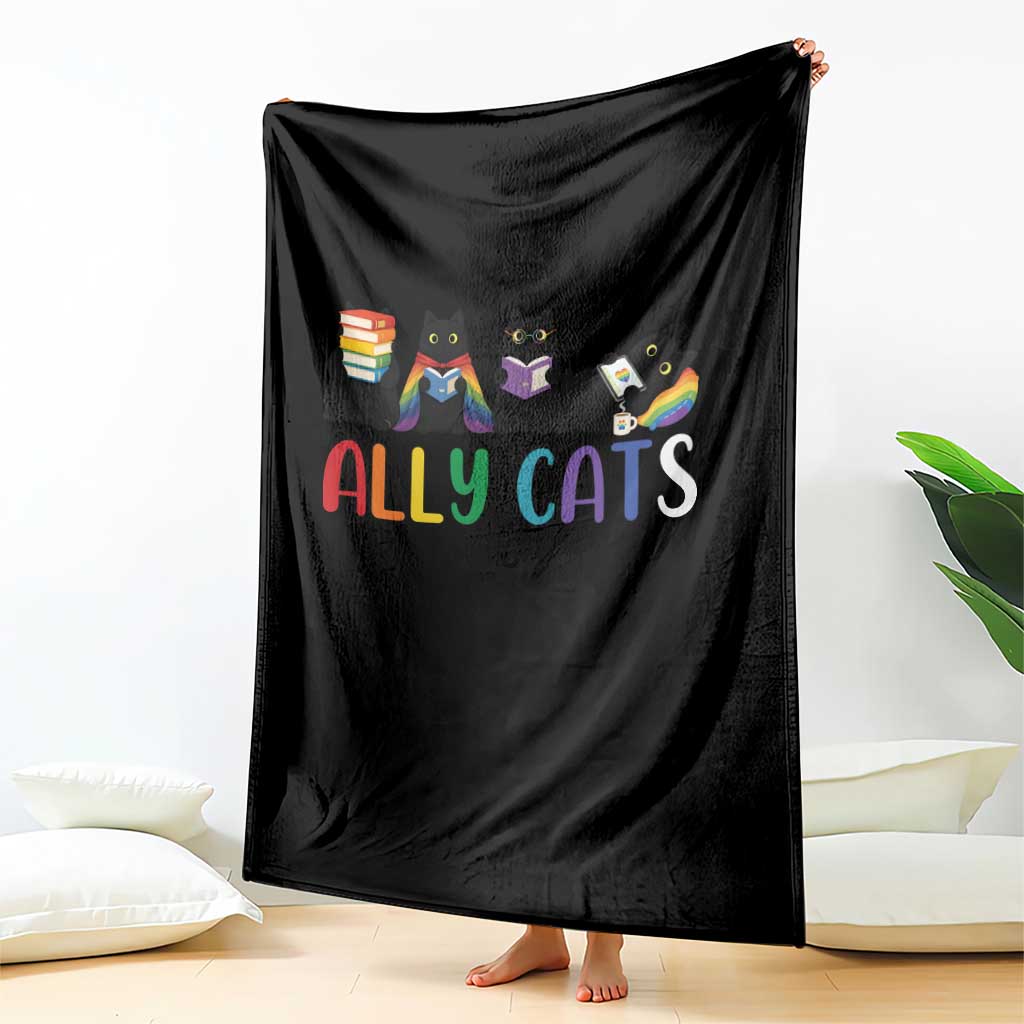Rainbow Pride Ally Cats Throw Blanket LGBTQ Inclusion Cat Lover Gift TS14 Print Your Wear