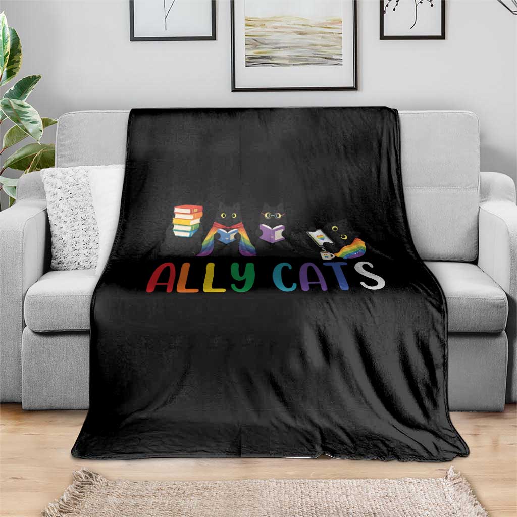 Rainbow Pride Ally Cats Throw Blanket LGBTQ Inclusion Cat Lover Gift TS14 Print Your Wear