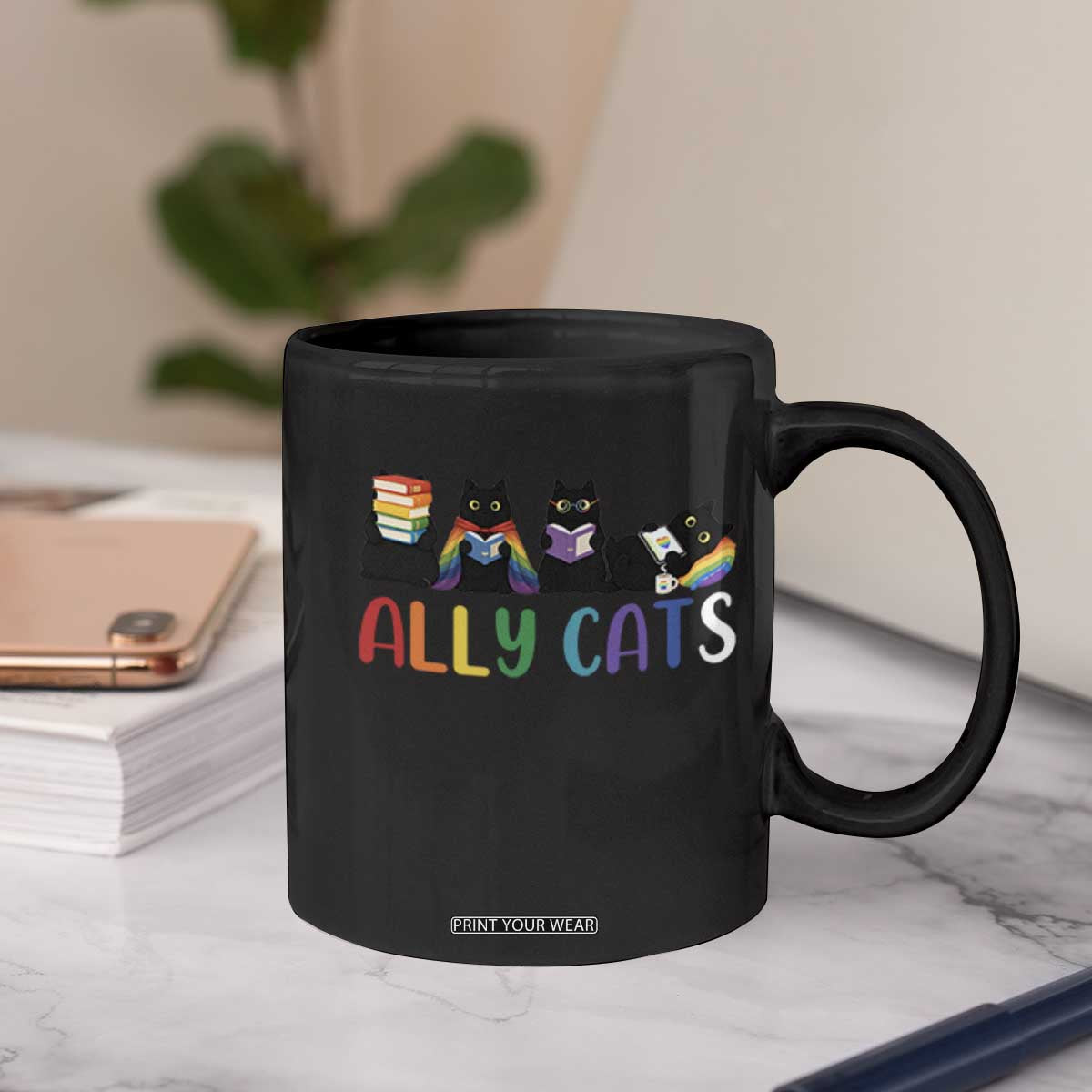 Rainbow Pride Ally Cats Coffee Mug LGBTQ Inclusion Cat Lover Gift TS14 Print Your Wear
