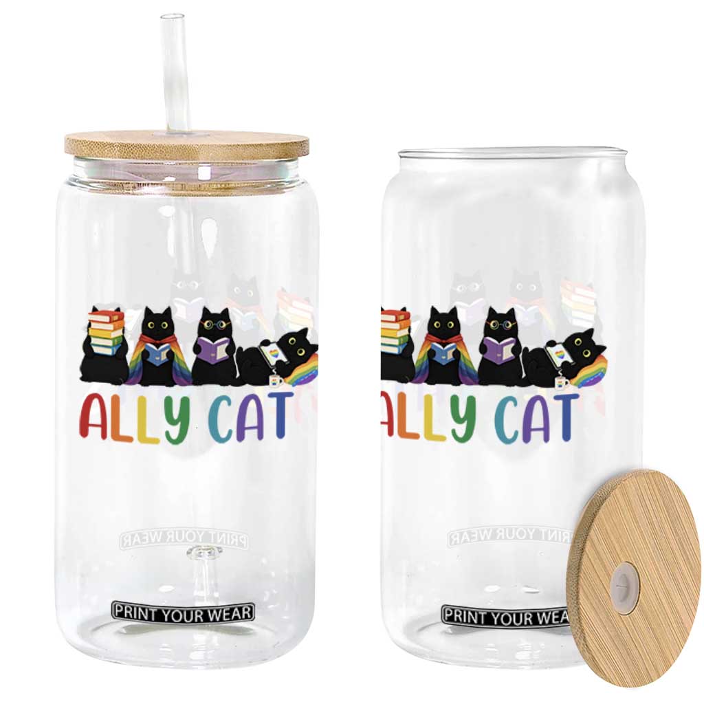 Rainbow Pride Ally Cats Glass Can LGBTQ Inclusion Cat Lover Gift TS14 Print Your Wear
