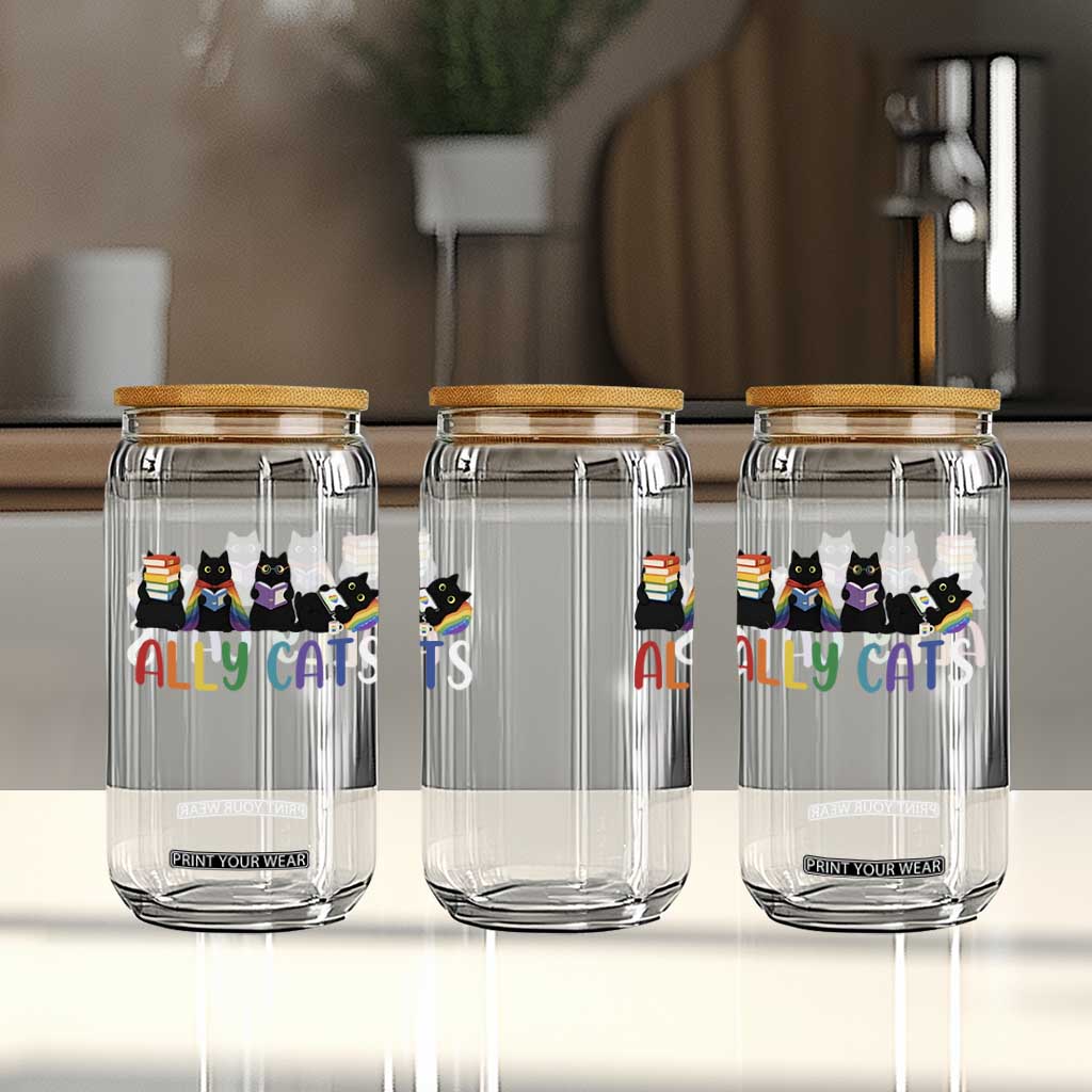 Rainbow Pride Ally Cats Glass Can LGBTQ Inclusion Cat Lover Gift TS14 Print Your Wear