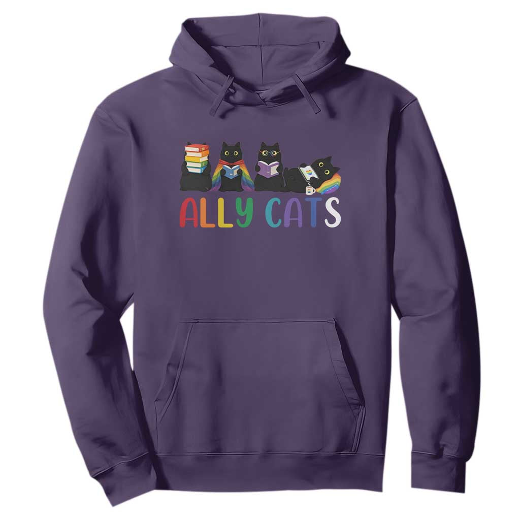 Rainbow Pride Ally Cats Hoodie LGBTQ Inclusion Cat Lover Gift