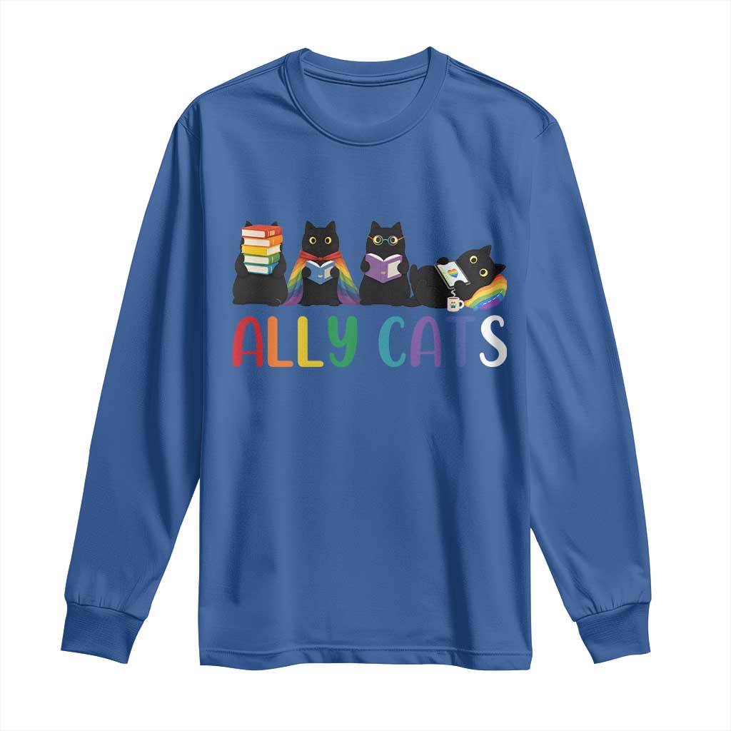 Rainbow Pride Ally Cats Long Sleeve Shirt LGBTQ Inclusion Cat Lover Gift