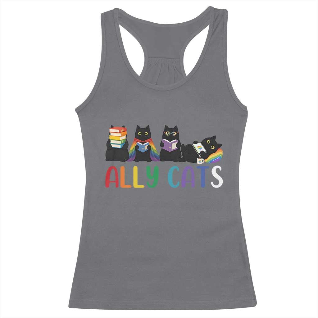 Rainbow Pride Ally Cats Racerback Tank Top LGBTQ Inclusion Cat Lover Gift