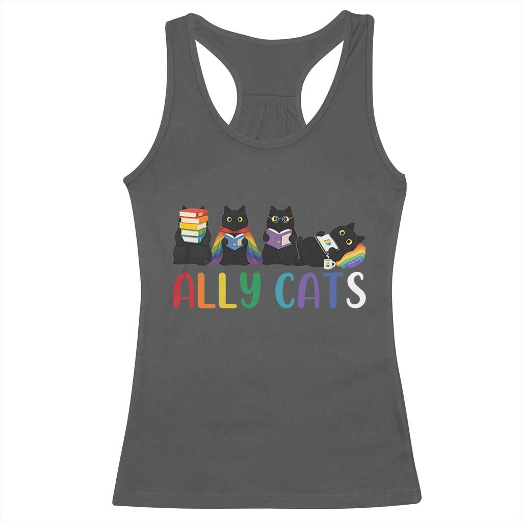 Rainbow Pride Ally Cats Racerback Tank Top LGBTQ Inclusion Cat Lover Gift
