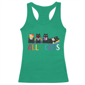Rainbow Pride Ally Cats Racerback Tank Top LGBTQ Inclusion Cat Lover Gift