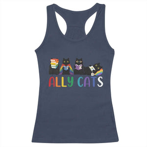 Rainbow Pride Ally Cats Racerback Tank Top LGBTQ Inclusion Cat Lover Gift
