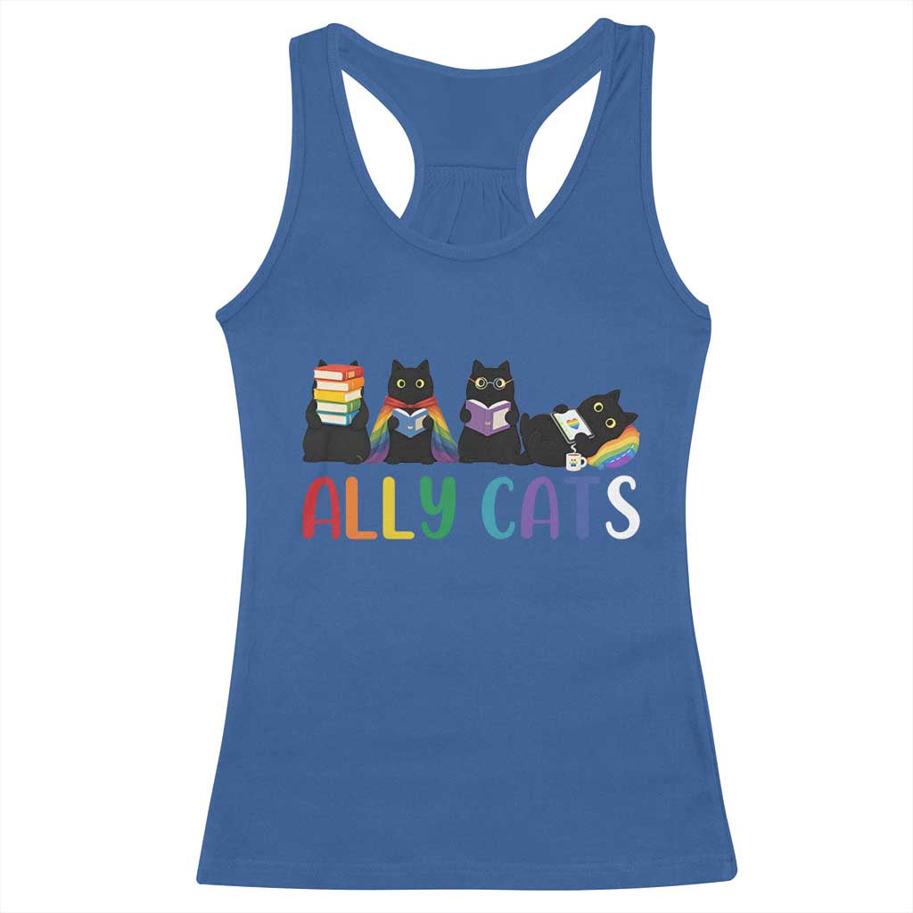 Rainbow Pride Ally Cats Racerback Tank Top LGBTQ Inclusion Cat Lover Gift