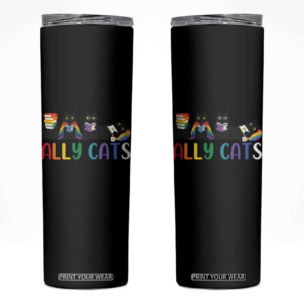 Rainbow Pride Ally Cats Skinny Tumbler LGBTQ Inclusion Cat Lover Gift