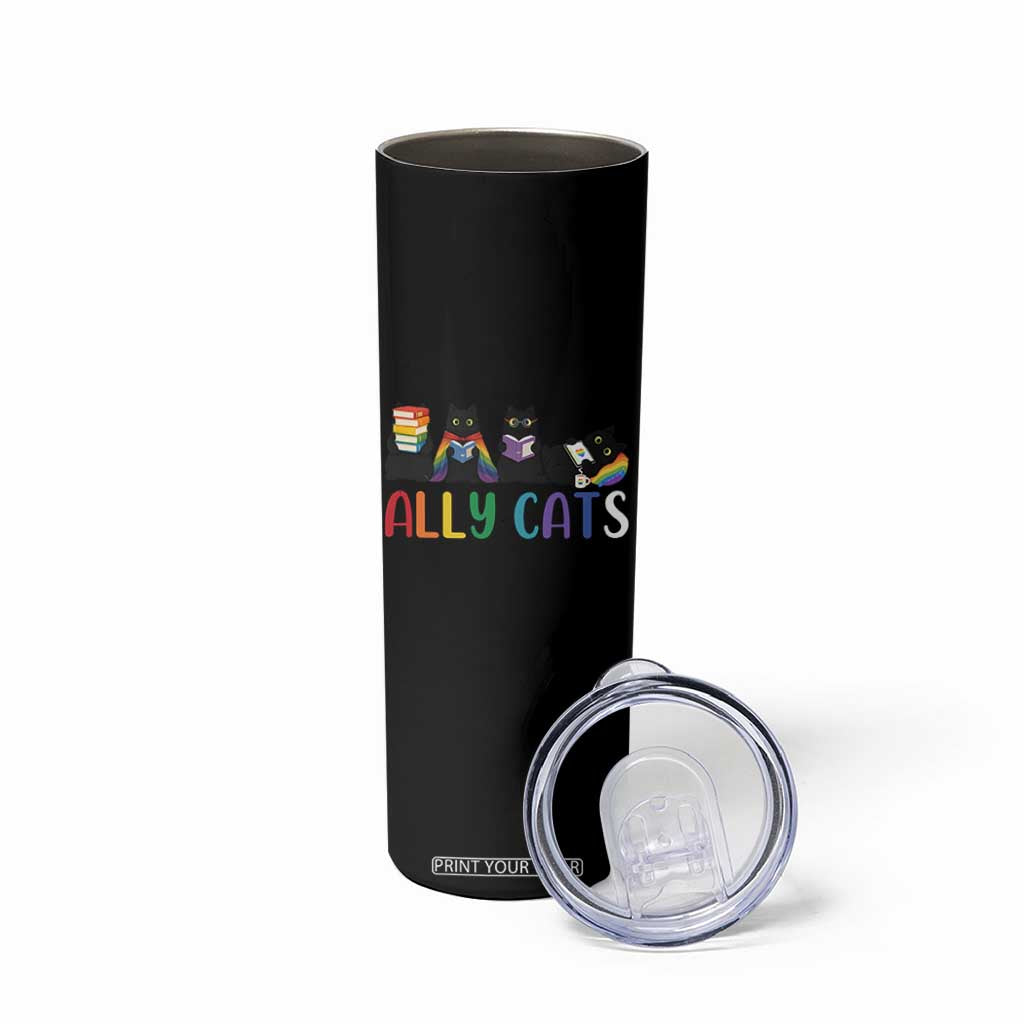 Rainbow Pride Ally Cats Skinny Tumbler LGBTQ Inclusion Cat Lover Gift
