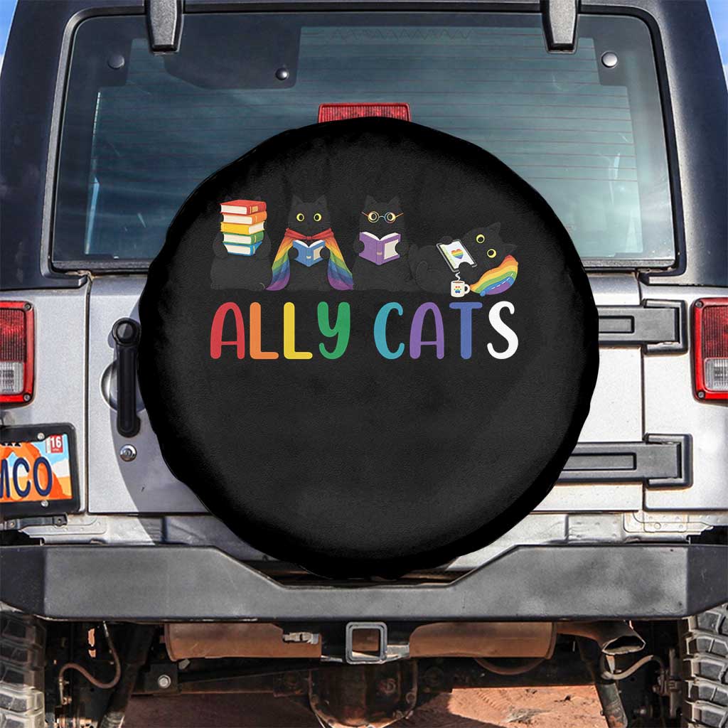 Rainbow Pride Ally Cats Spare Tire Cover LGBTQ Inclusion Cat Lover Gift