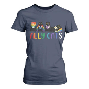 Rainbow Pride Ally Cats T Shirt For Women LGBTQ Inclusion Cat Lover Gift