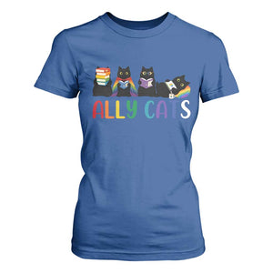 Rainbow Pride Ally Cats T Shirt For Women LGBTQ Inclusion Cat Lover Gift