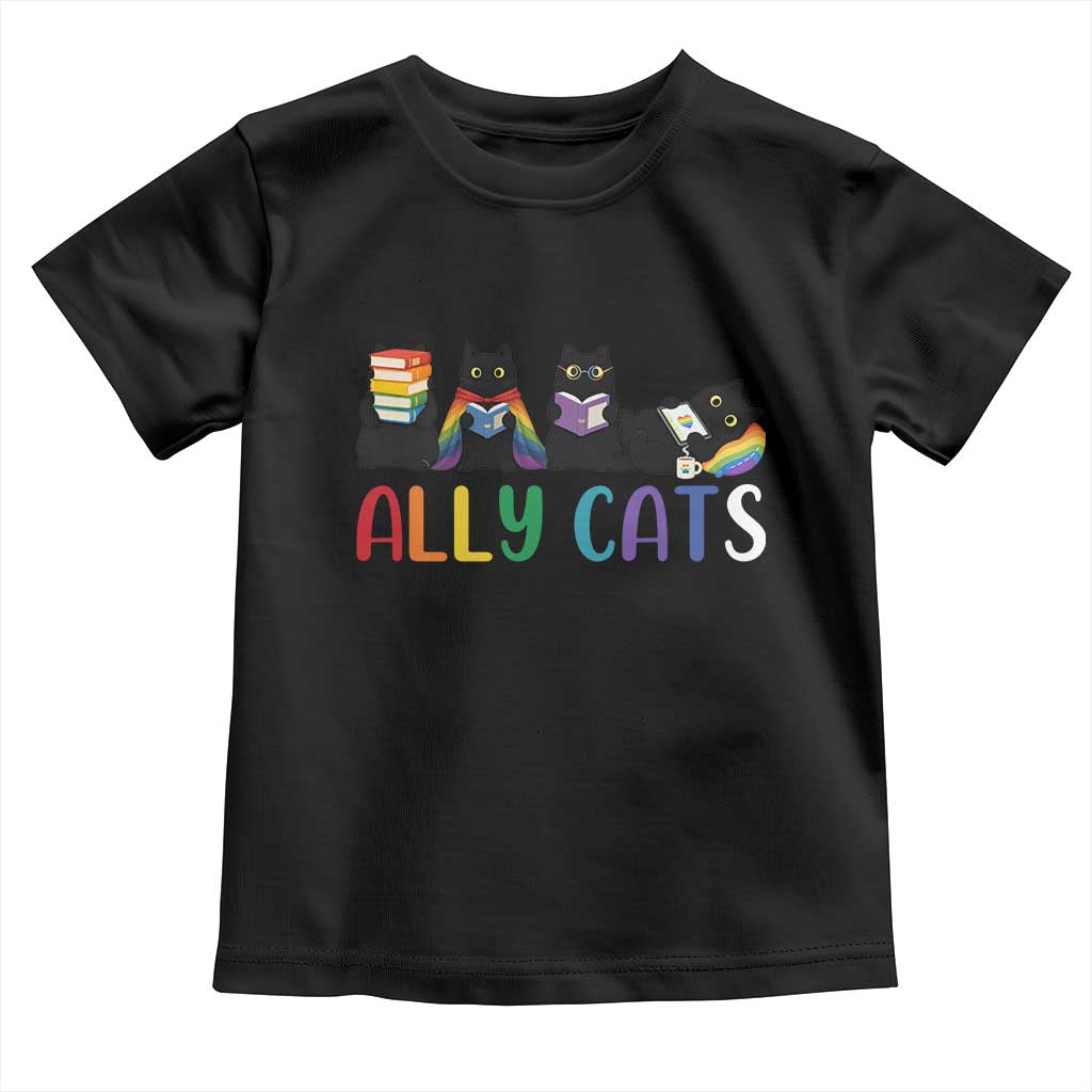 Rainbow Pride Ally Cats Toddler T Shirt LGBTQ Inclusion Cat Lover Gift TS14 Black Print Your Wear