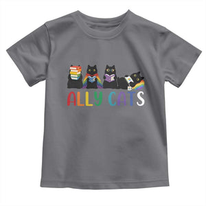 Rainbow Pride Ally Cats Toddler T Shirt LGBTQ Inclusion Cat Lover Gift TS14 Charcoal Print Your Wear