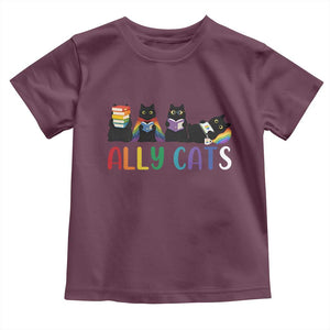 Rainbow Pride Ally Cats Toddler T Shirt LGBTQ Inclusion Cat Lover Gift TS14 Maroon Print Your Wear