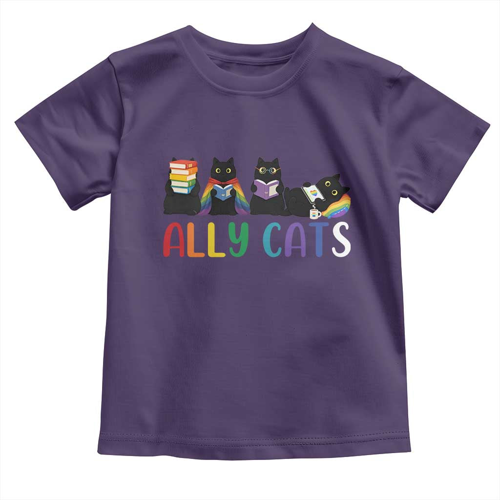 Rainbow Pride Ally Cats Toddler T Shirt LGBTQ Inclusion Cat Lover Gift TS14 Purple Print Your Wear