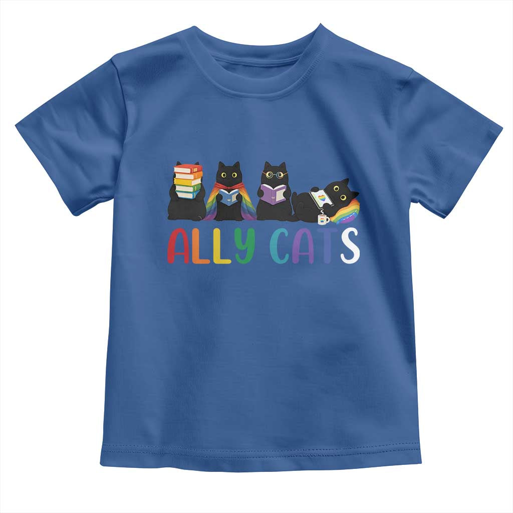Rainbow Pride Ally Cats Toddler T Shirt LGBTQ Inclusion Cat Lover Gift TS14 Royal Blue Print Your Wear