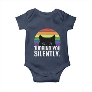 Rainbow Black Cat LGBT Pride Baby Onesie Judging You Silently TS14 Navy Print Your Wear