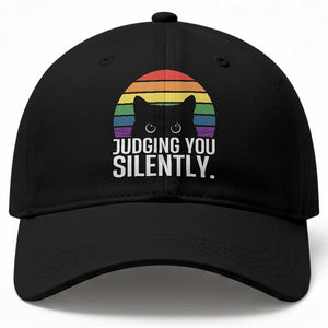 Rainbow Black Cat LGBT Pride Baseball Cap Judging You Silently