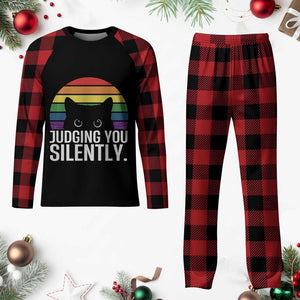 Rainbow Black Cat LGBT Pride Plaid Pajama Set Judging You Silently TS14 Buffalo Plaid Print Your Wear