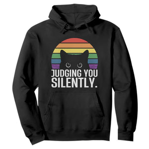 Rainbow Black Cat LGBT Pride Hoodie Judging You Silently TS14 Black Print Your Wear