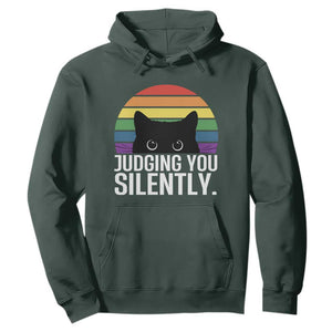 Rainbow Black Cat LGBT Pride Hoodie Judging You Silently TS14 Dark Forest Green Print Your Wear