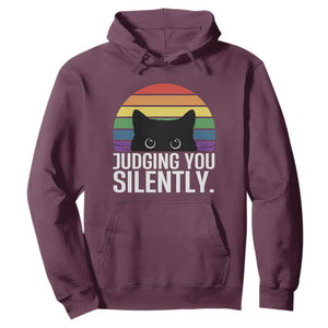 Rainbow Black Cat LGBT Pride Hoodie Judging You Silently TS14 Maroon Print Your Wear