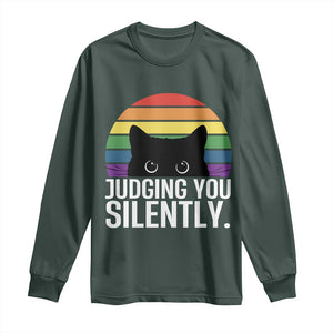 Rainbow Black Cat LGBT Pride Long Sleeve Shirt Judging You Silently