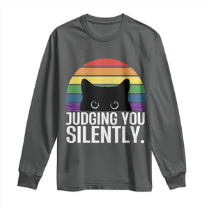 Rainbow Black Cat LGBT Pride Long Sleeve Shirt Judging You Silently