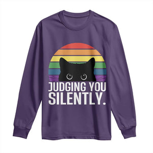 Rainbow Black Cat LGBT Pride Long Sleeve Shirt Judging You Silently