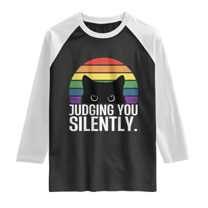 Rainbow Black Cat LGBT Pride Raglan Shirt Judging You Silently