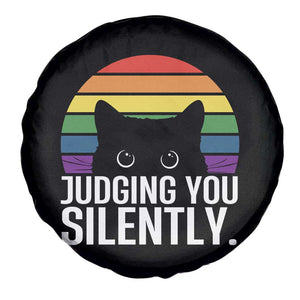 Rainbow Black Cat LGBT Pride Spare Tire Cover Judging You Silently TS14 Print Your Wear