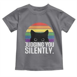 Rainbow Black Cat LGBT Pride Toddler T Shirt Judging You Silently TS14 Charcoal Print Your Wear