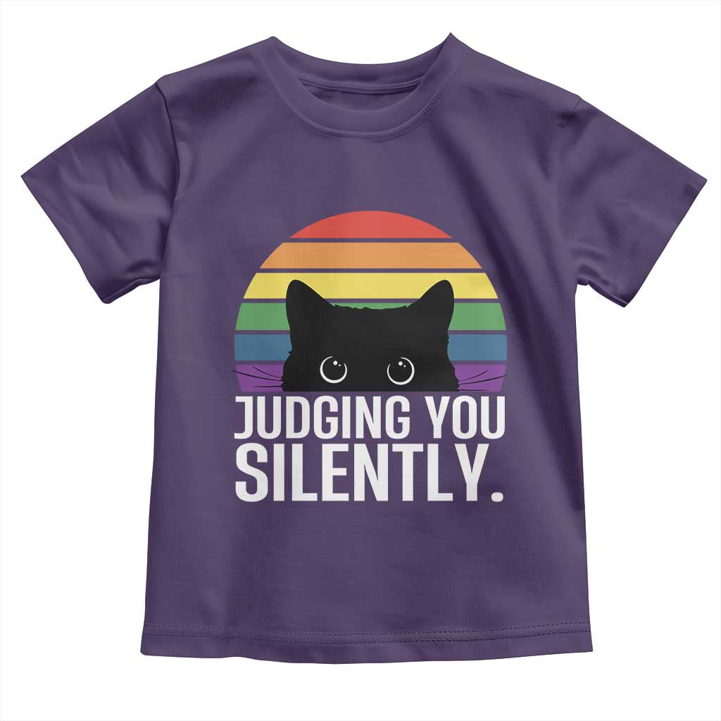 Rainbow Black Cat LGBT Pride Toddler T Shirt Judging You Silently TS14 Purple Print Your Wear