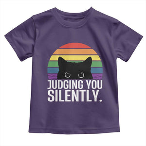 Rainbow Black Cat LGBT Pride Toddler T Shirt Judging You Silently TS14 Purple Print Your Wear