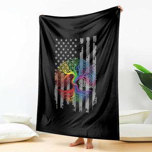 Tree of Life Rainbow LGBTQ Pride Throw Blanket American Flag Gift