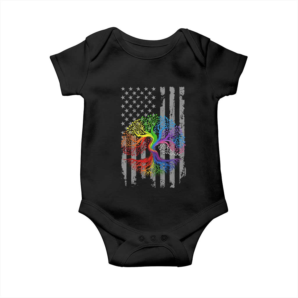Tree of Life Rainbow LGBTQ Pride Baby Onesie American Flag Gift TS14 Black Print Your Wear