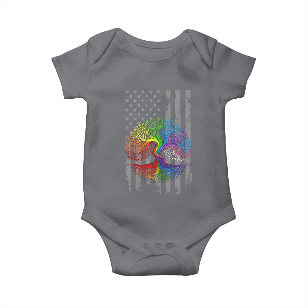Tree of Life Rainbow LGBTQ Pride Baby Onesie American Flag Gift TS14 Charcoal Print Your Wear