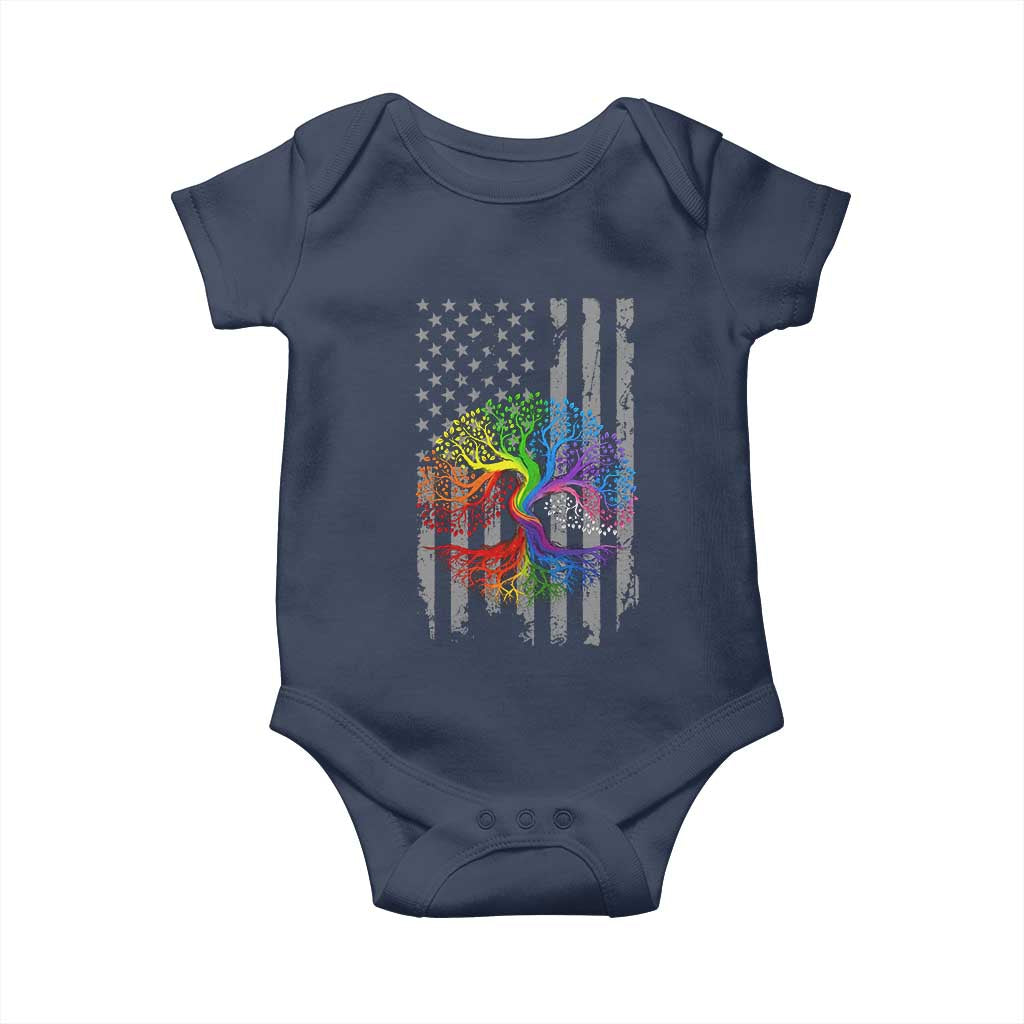 Tree of Life Rainbow LGBTQ Pride Baby Onesie American Flag Gift TS14 Navy Print Your Wear