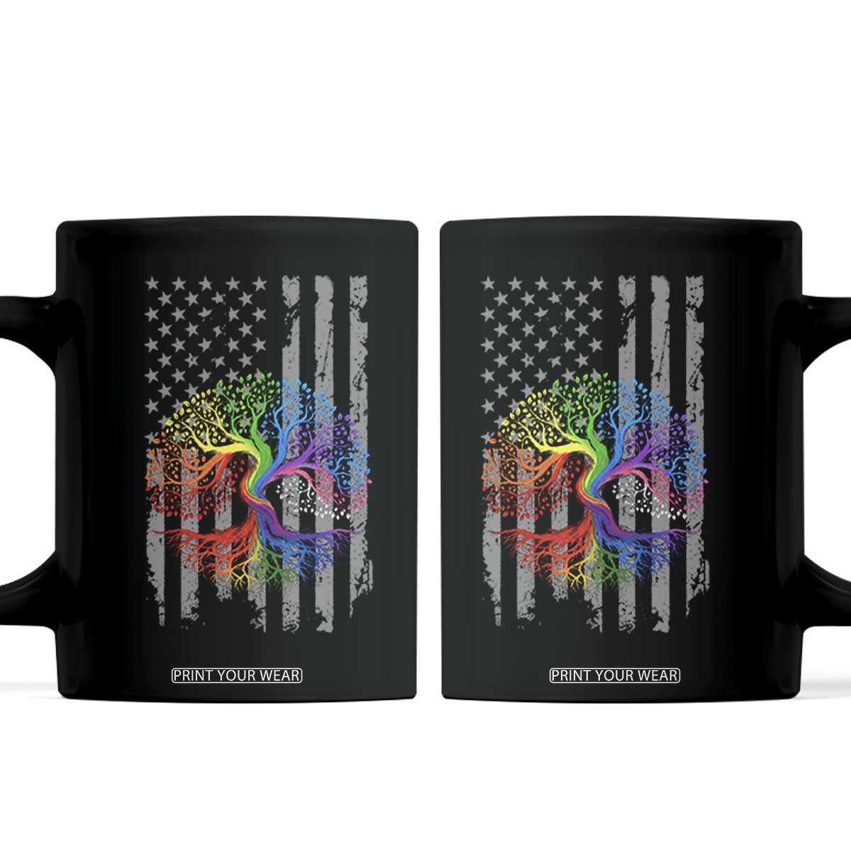 Tree of Life Rainbow LGBTQ Pride Coffee Mug American Flag Gift