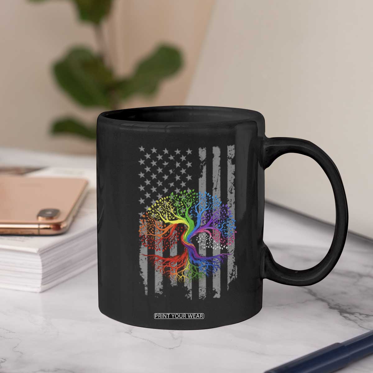 Tree of Life Rainbow LGBTQ Pride Coffee Mug American Flag Gift TS14 Print Your Wear