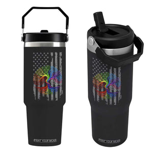 Tree of Life Rainbow LGBTQ Pride Flip Straw Tumbler American Flag Gift TS14 One Size: 30 oz Black Print Your Wear
